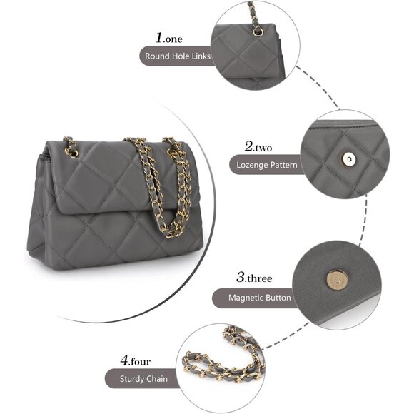 Gladdon Women's Grey Small Ladies Trendy Clutch Purses Cute Designer Hand-Bag - Picture 4 of 6